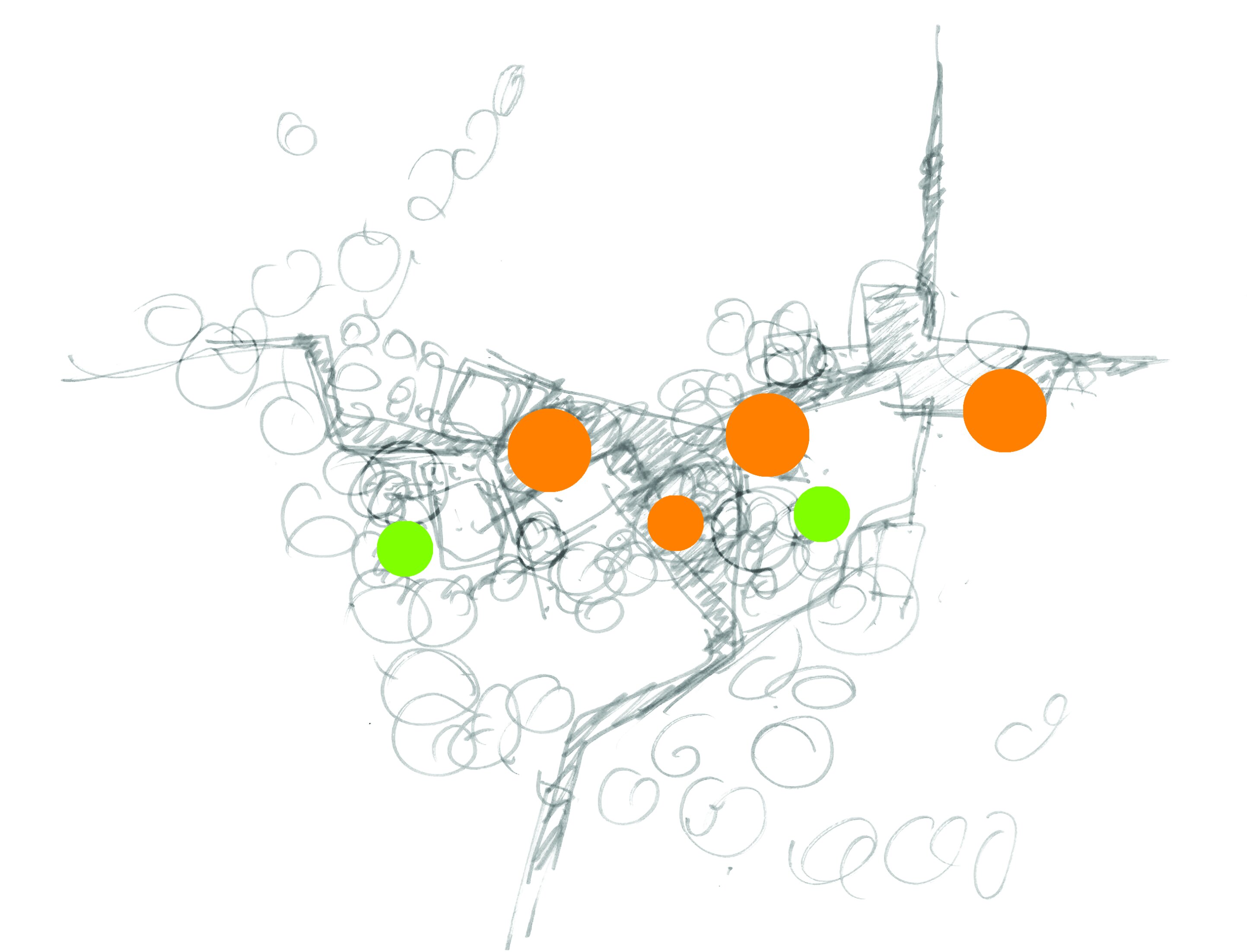 Project by Behnisch Architekturbuero, Reorganization of the Town Center and New Construction of the Town Hall. Brief concept draft on the topic of important places.