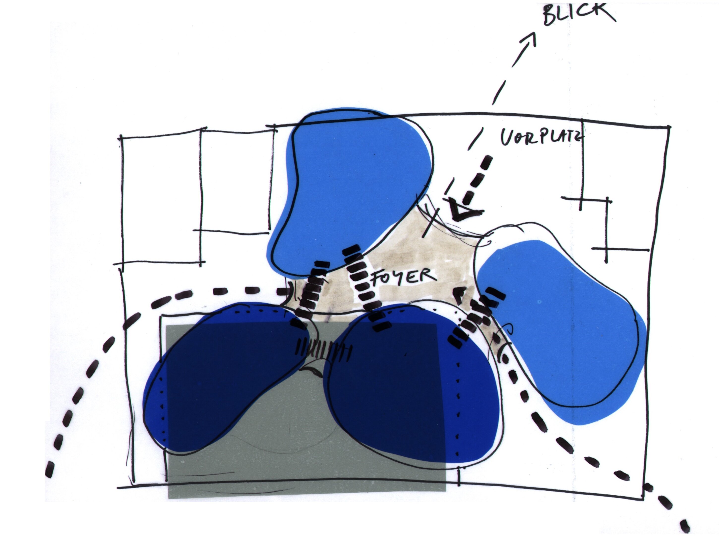 Project by Behnisch Architekturbuero, Ozeaneum. Short concept sketch.