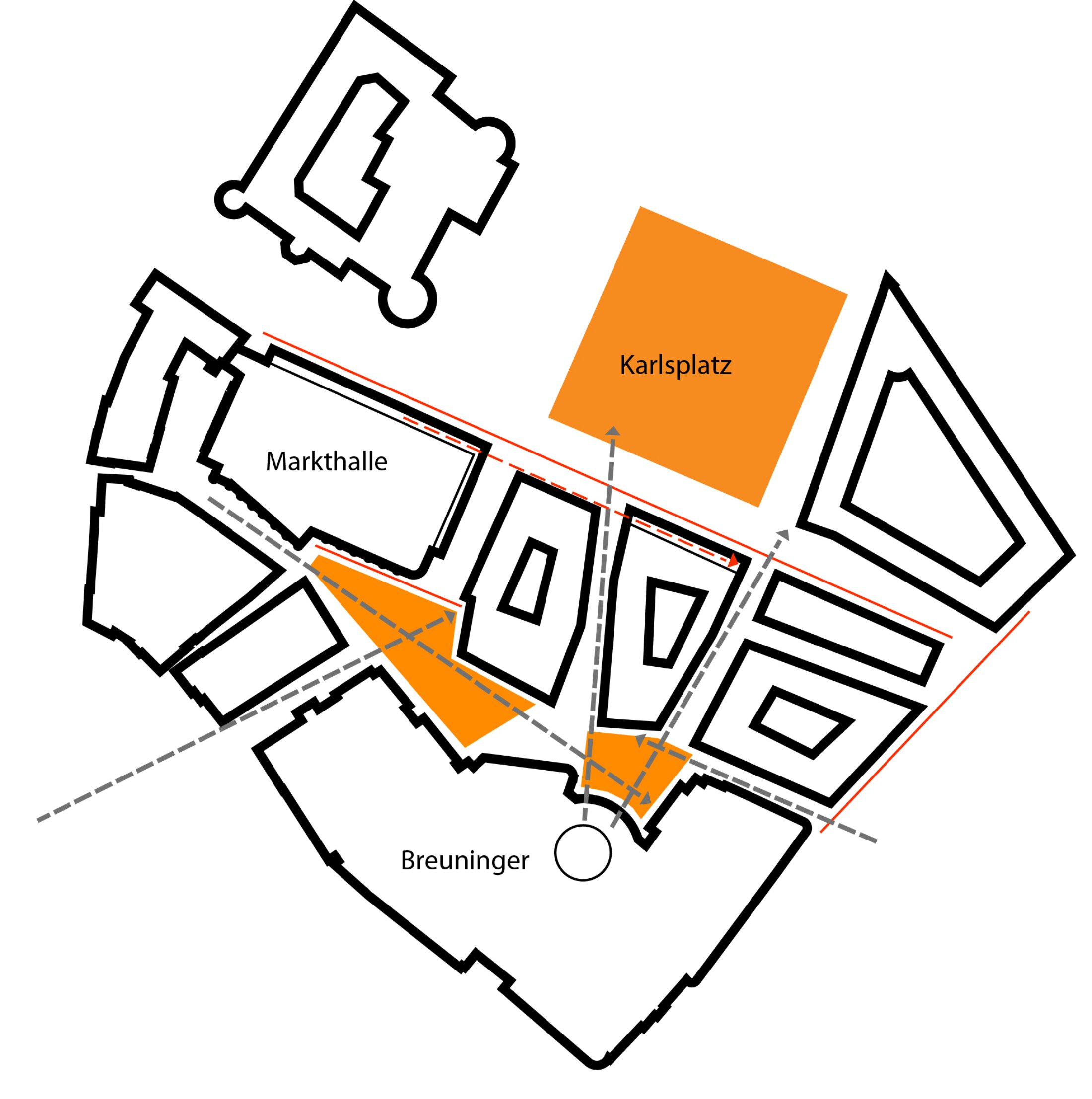 Project by Behnisch Architekturbuero, Dorotheen Quartier. Short concept sketch, meeting points.